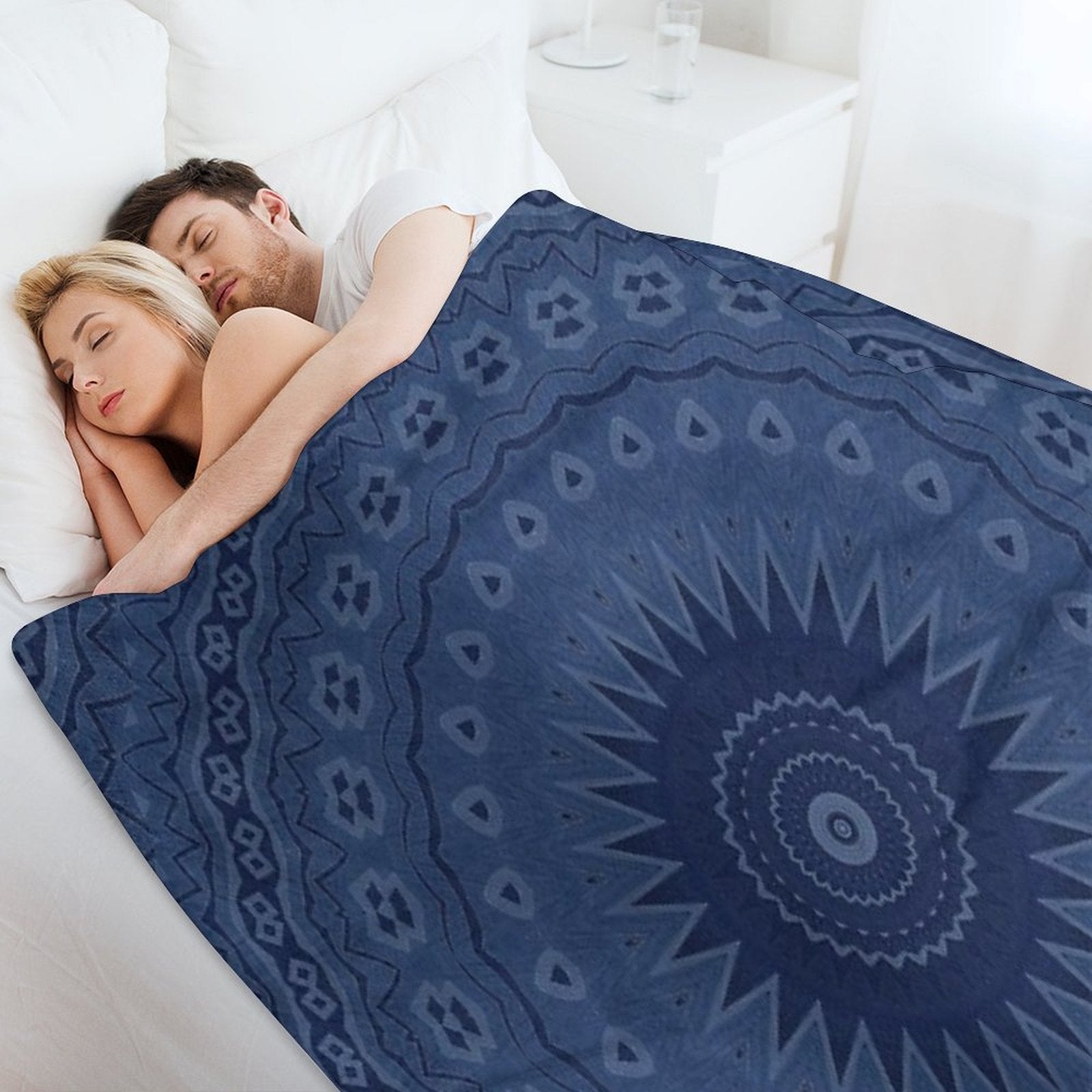 Denim Blue Mandala Multi-functional Throw Blanket