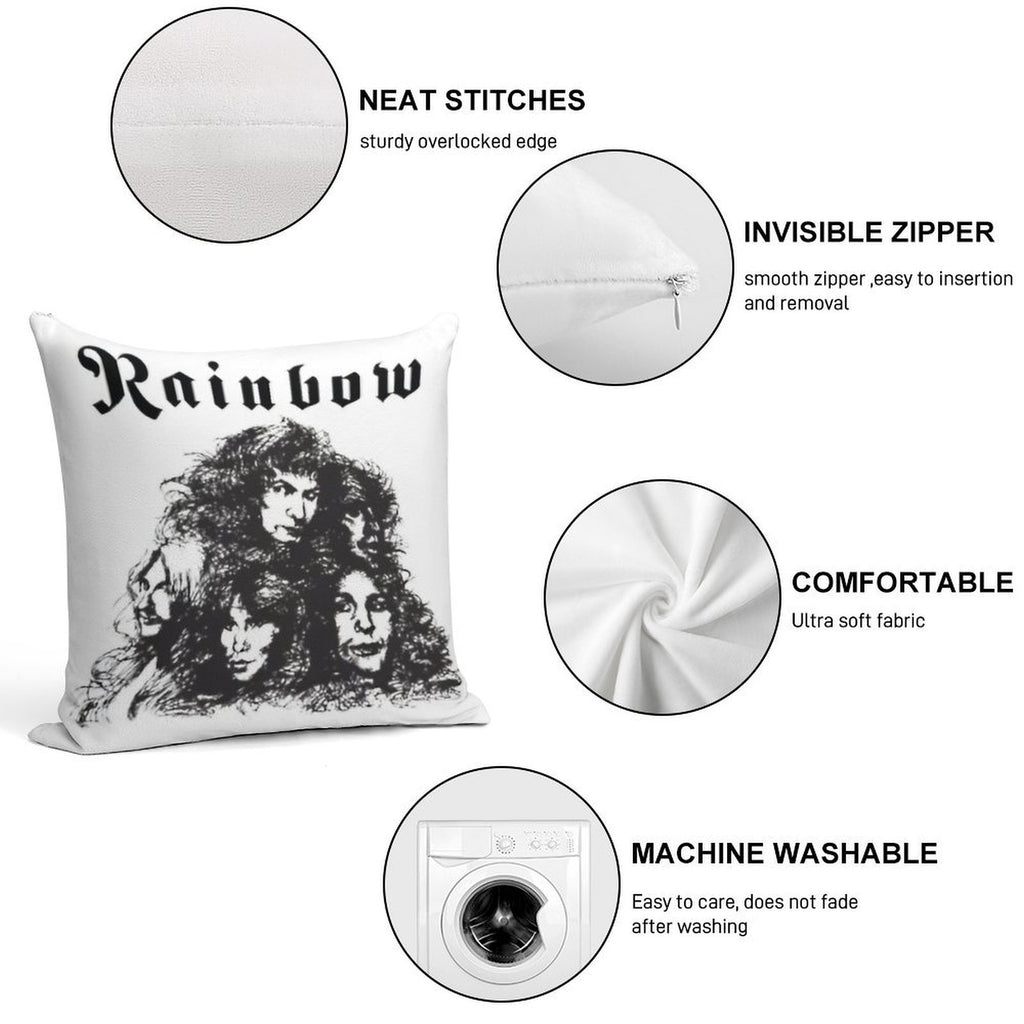 Rainbow Black Skets Soft Reinforced Edging Throw Pillow