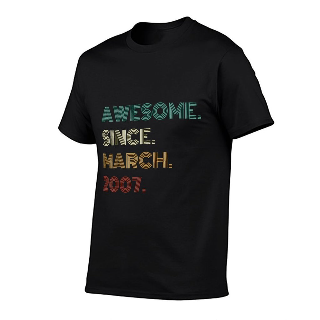 18 Years Old Awesome Since March 2007 18th Birthday  Tagless Design T-Shirt