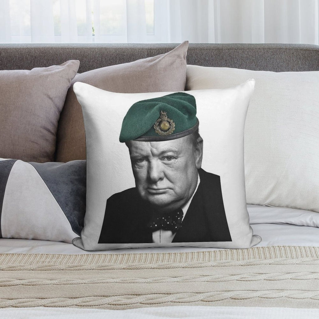 Winston Churchill WithGreen Lid Soft Washable Throw Pillow