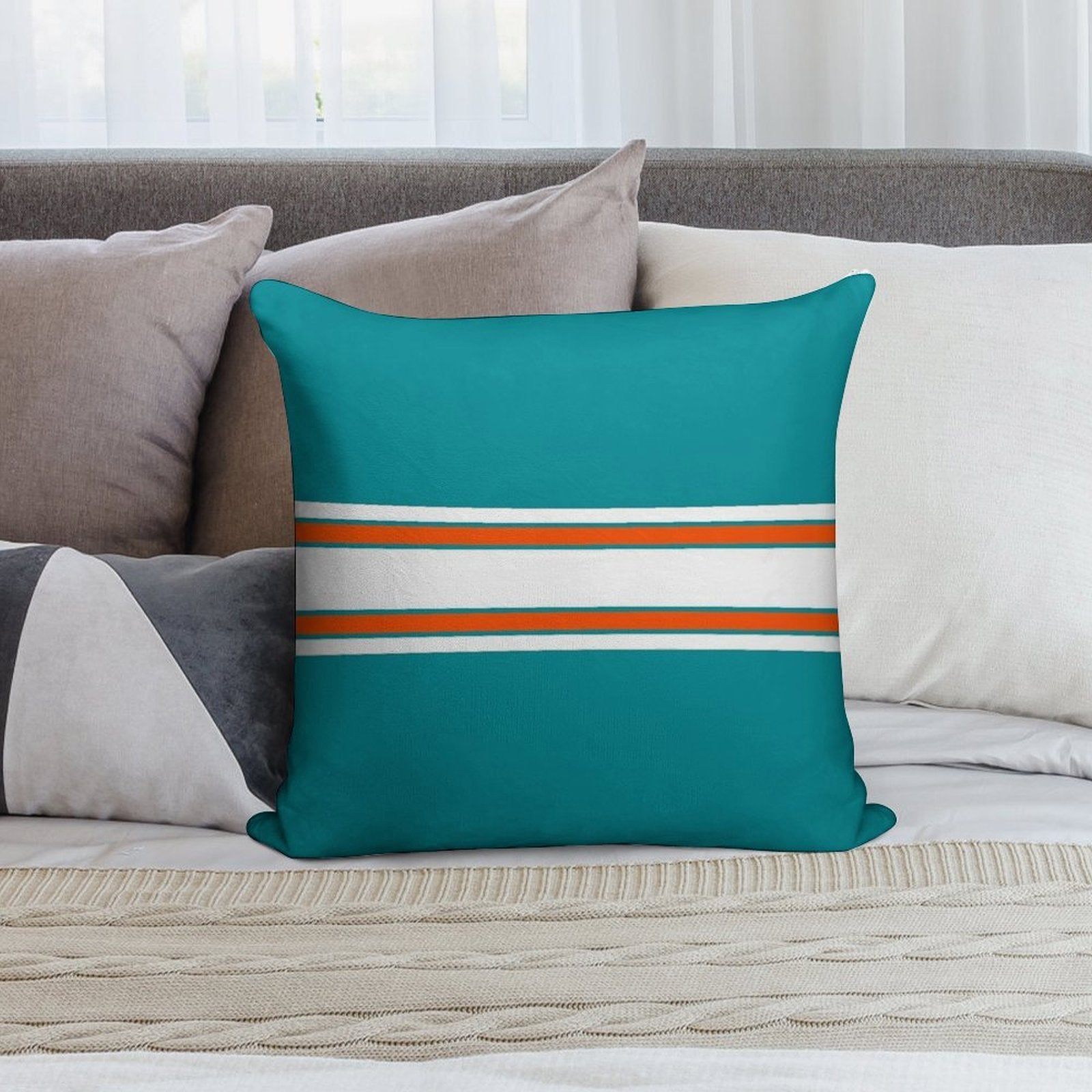 Miami Dolphins Pattern Soft Shrink-Resistant Throw Pillow