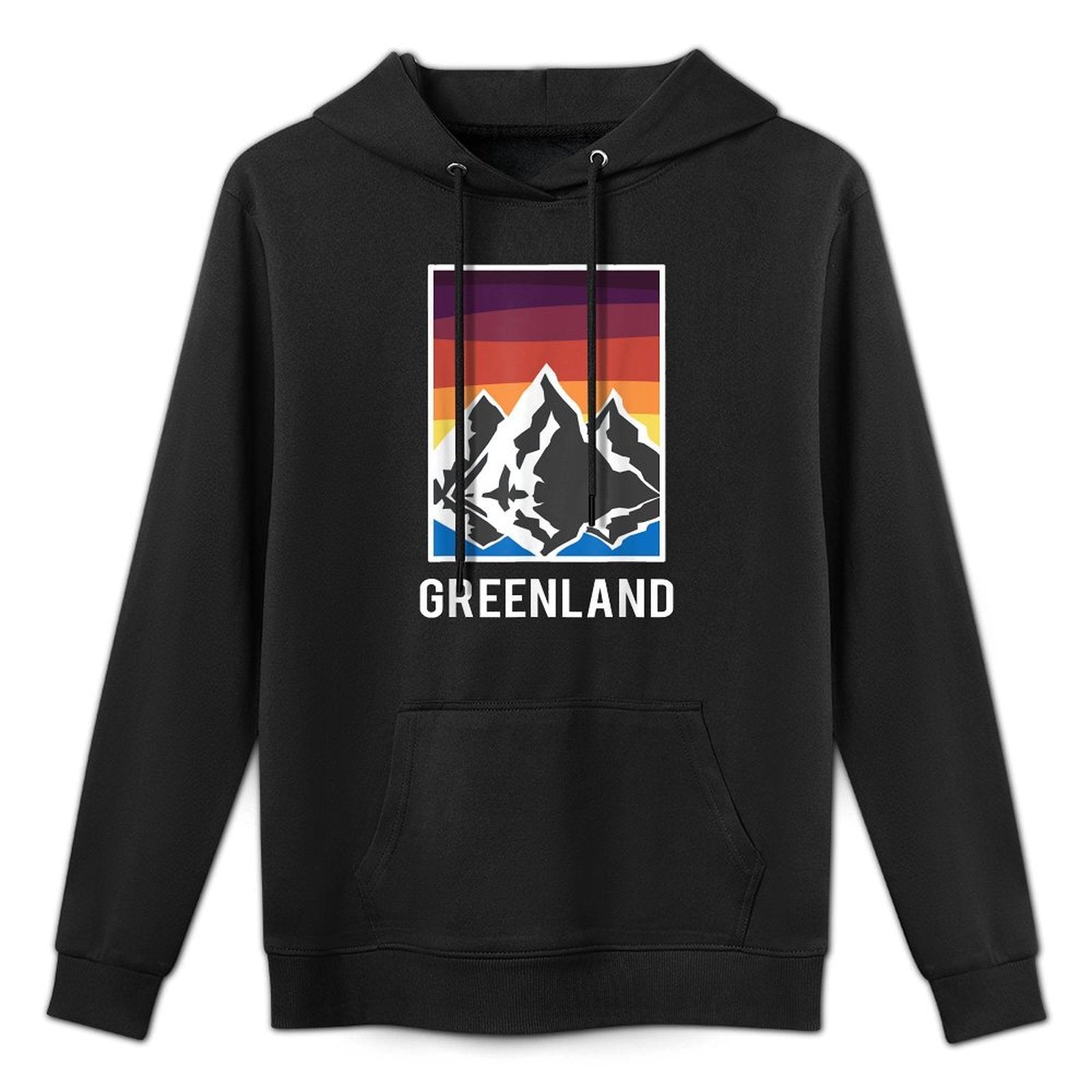 Greenland Grnland Grnland Fans Geschenk Unisex-Adults Black Modern Collarless Crew Neck Kangaroo Pocket Hoodie