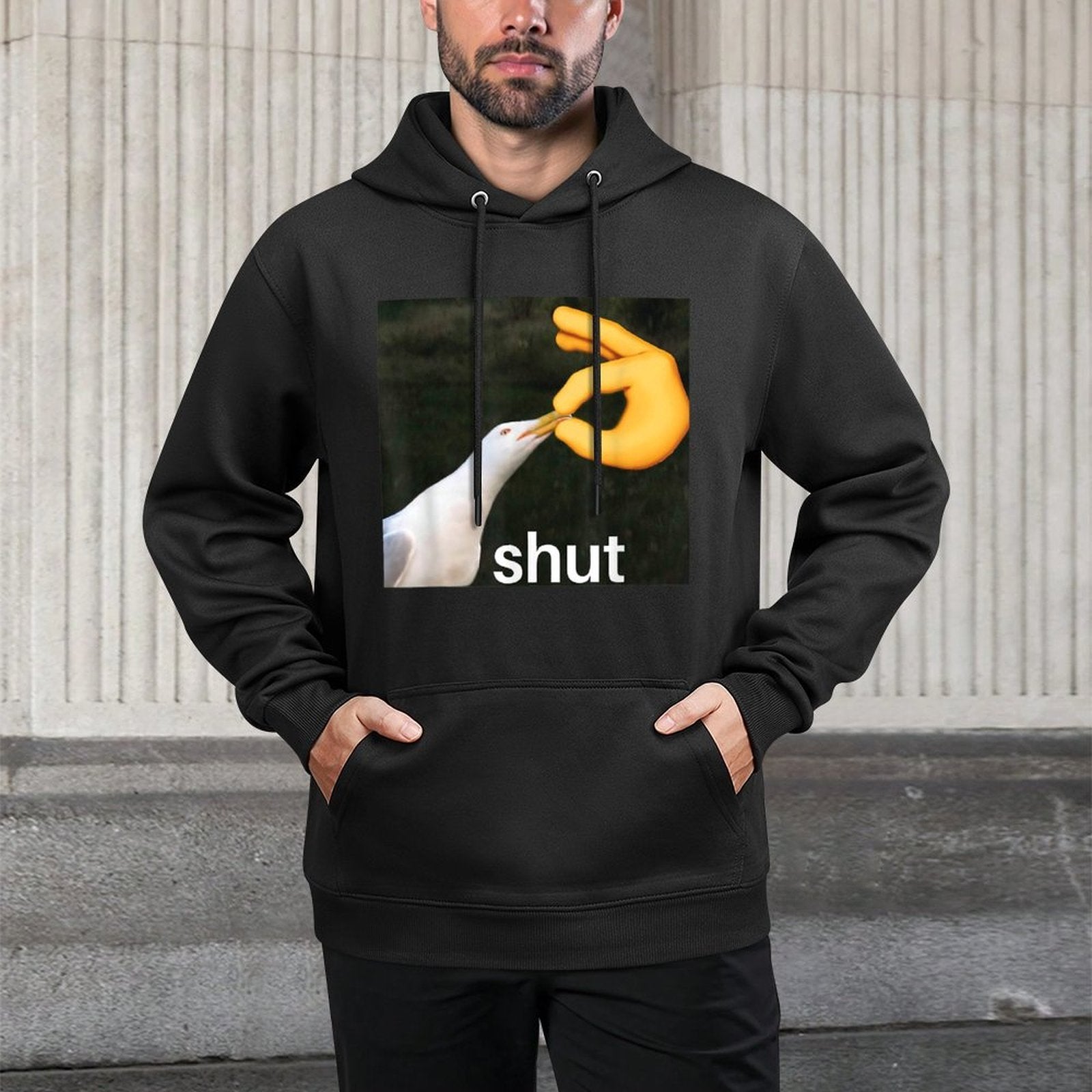 Shut Seagull Meme Bird Shut Meme Breathable Fabric Hoodie
