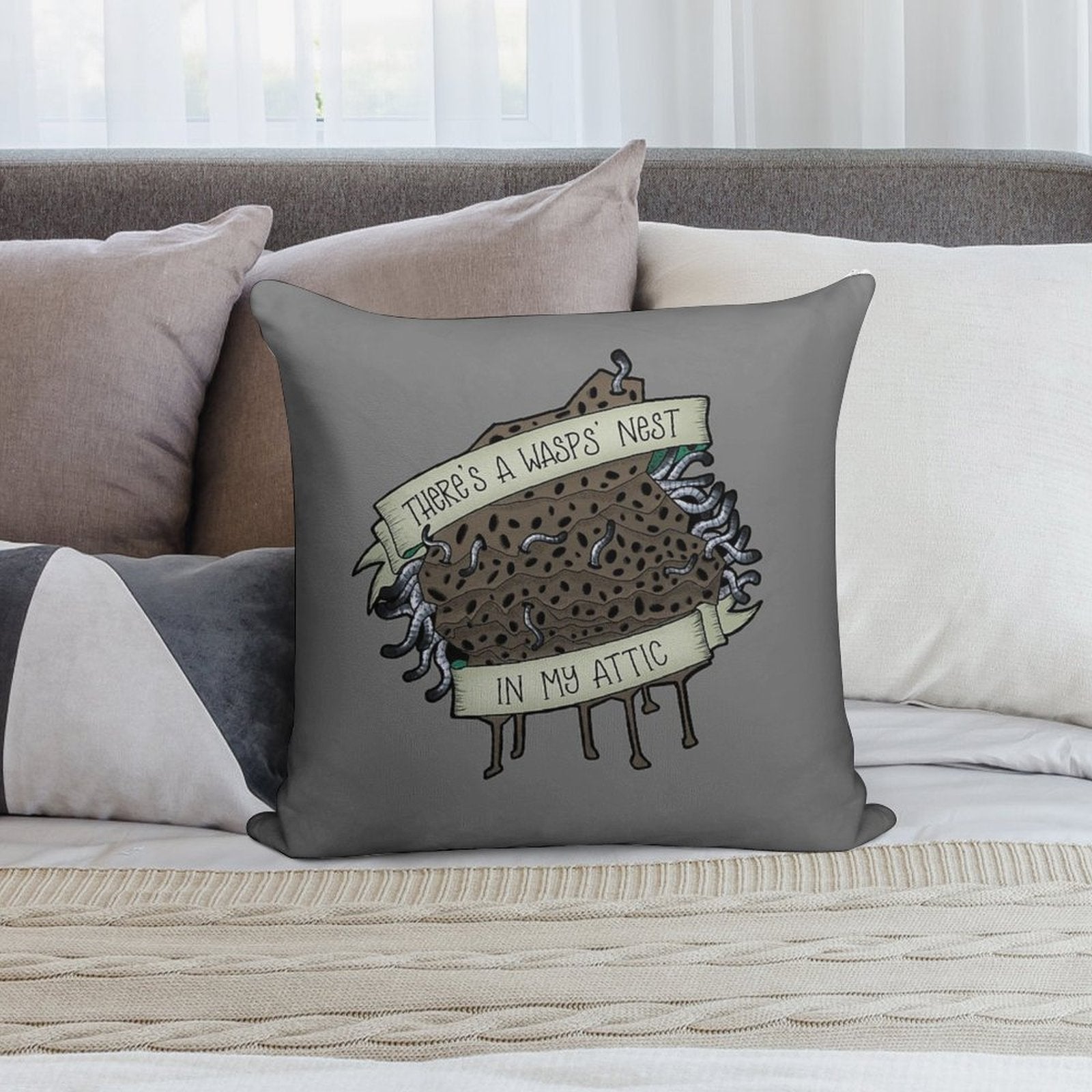 There's A Wasps' Nest in My Attic Soft Easy Maintenance Throw Pillow