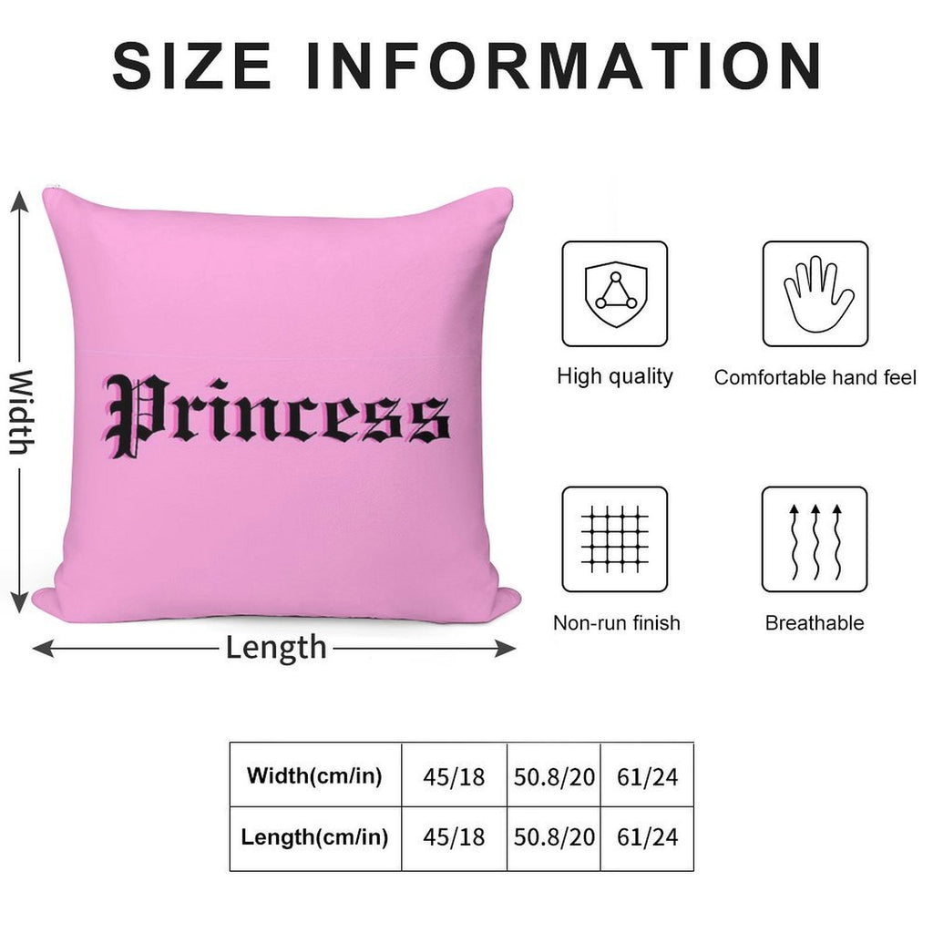 Old-English Princess (pink Background, Dark Pink Shadow, Black Lettering) Soft Washable Throw Pillow
