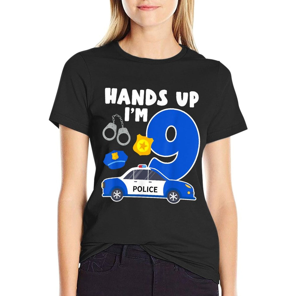 9th Birthday Policeman Boy Nine Year Old Police Officer  High-quality Stitching T-Shirt