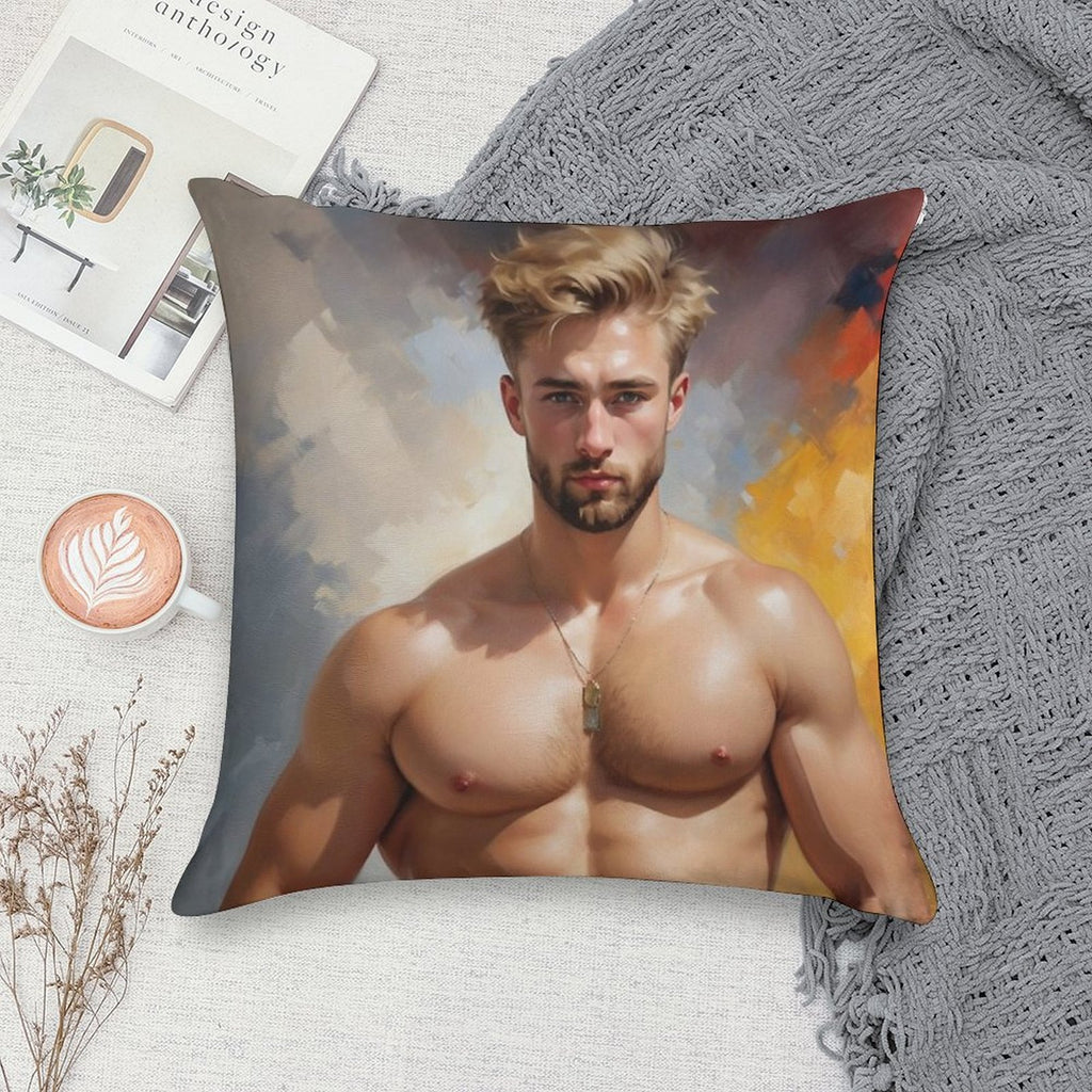 Sexy Guy Portrait Wassili Kandinsky Inspired Background Soft Bedroom Essential Throw Pillow