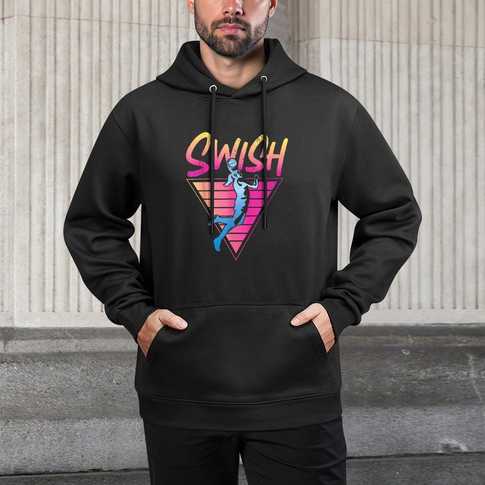 Basketball Bball Retro 90s 80s Swish Moisture-Wicking Hoodie