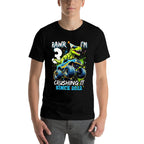 3rd Birthday Monster Truck Dinosaur Party Boys Rawr I'm 3  High-quality Stitching T-Shirt