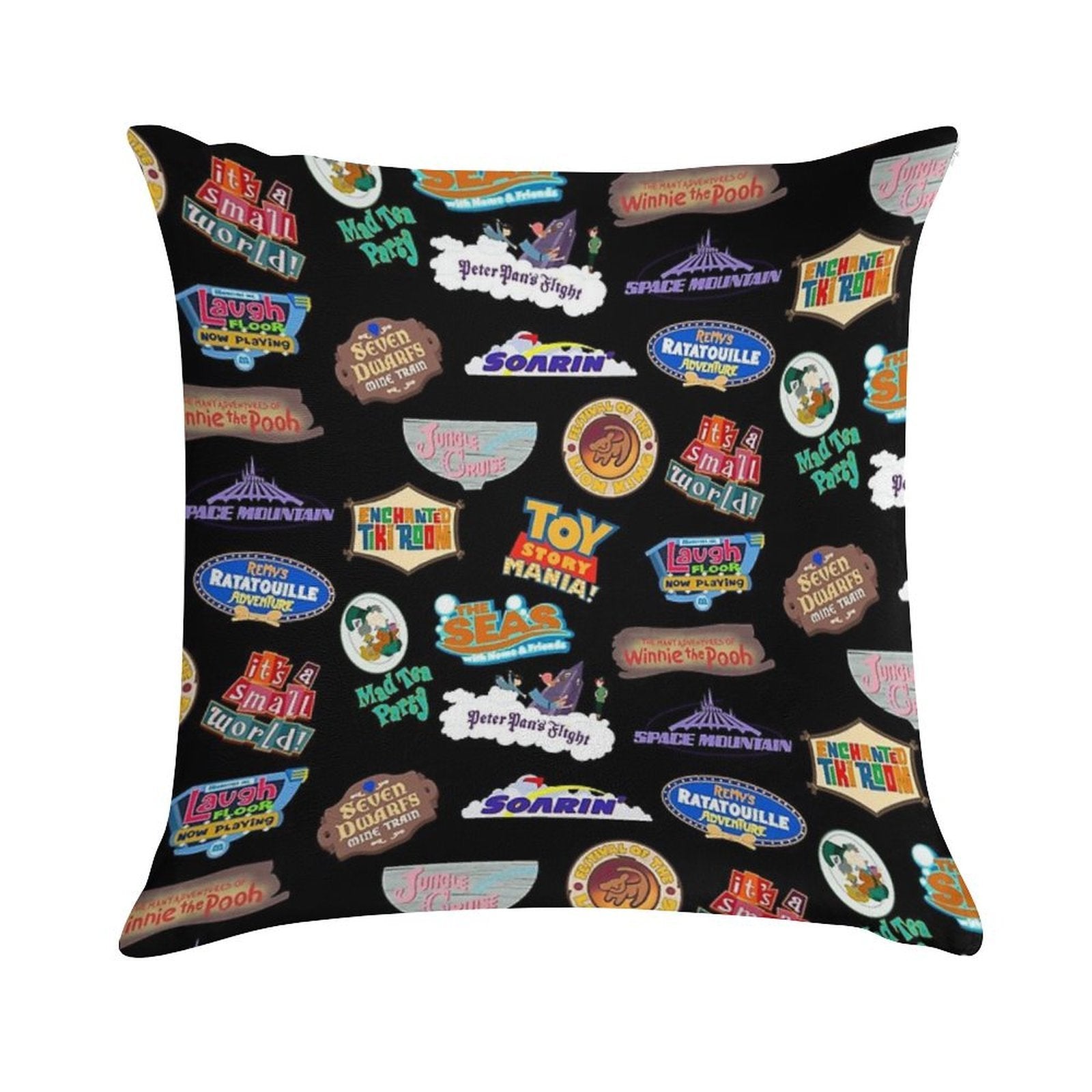 Theme Park Attraction Collage Soft Ultra-Soft Texture Throw Pillow