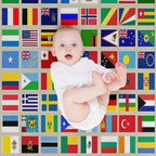 Flags of The World All Countries Nations  - Beige Compact Throw Blanket
