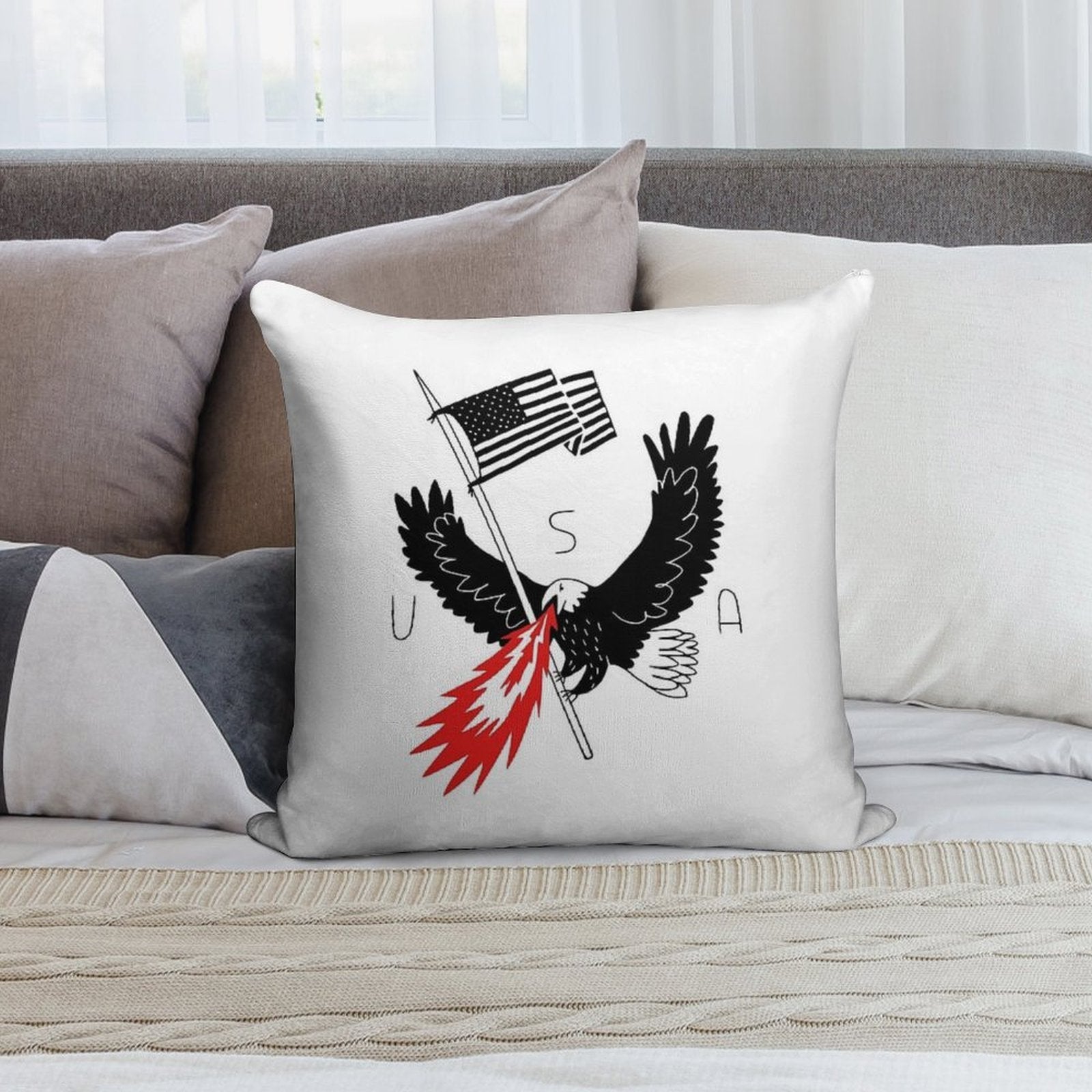 FIRE BREATHING BALD EAGLE OF PATRIOTISM Soft Gift Ready Throw Pillow