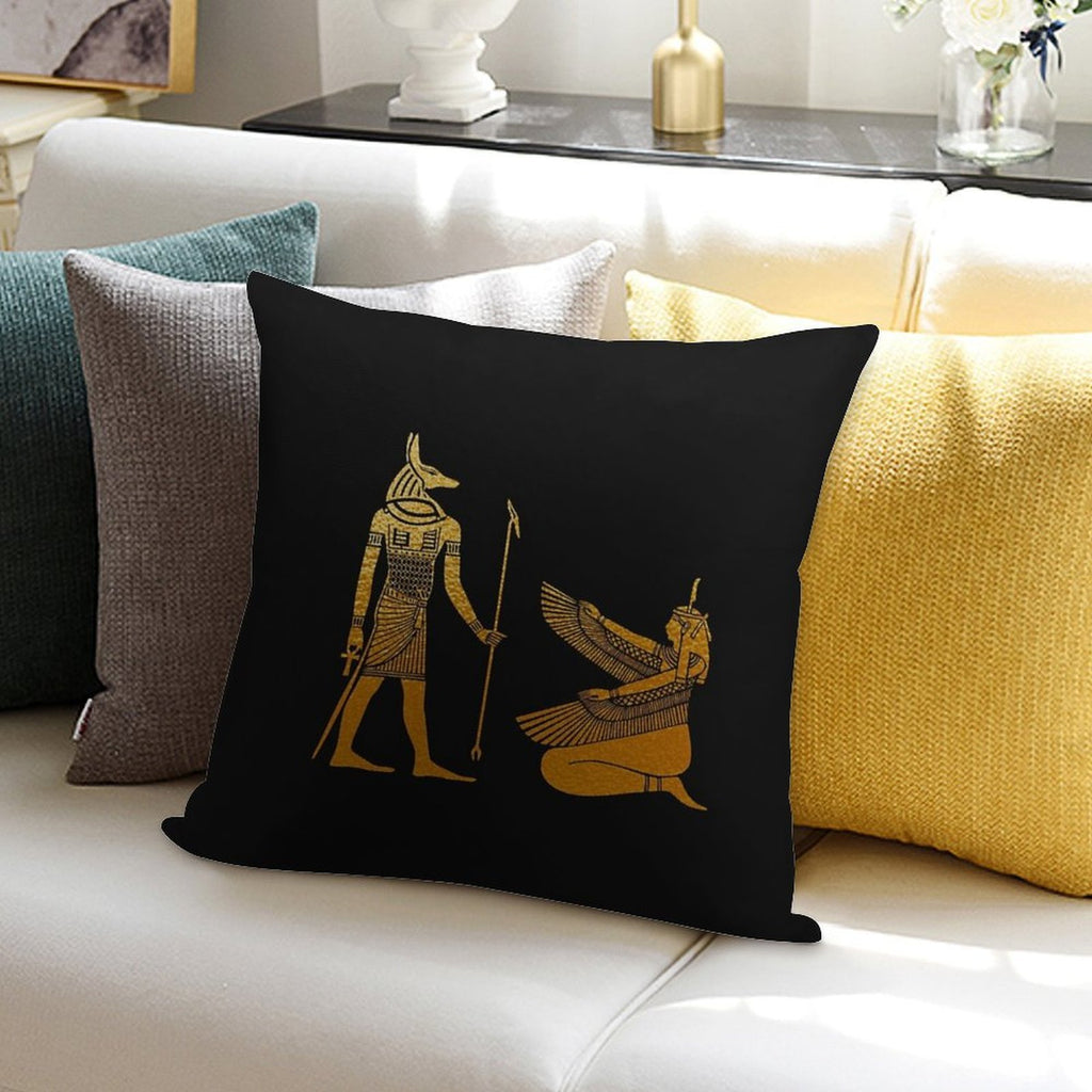 Anubis And Ma’at Soft High-Density Material Throw Pillow