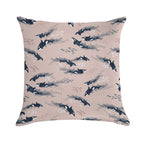 Orca in Motion  Blush Ocean Pattern Soft Hidden Zipper Throw Pillow