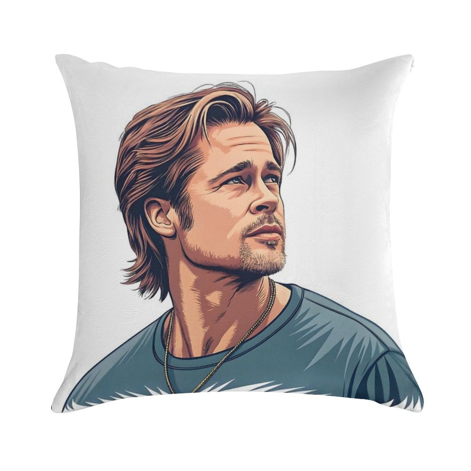 Handsome Icon Illustrated Tribute to Brad Pitt Soft High-Density Material Throw Pillow