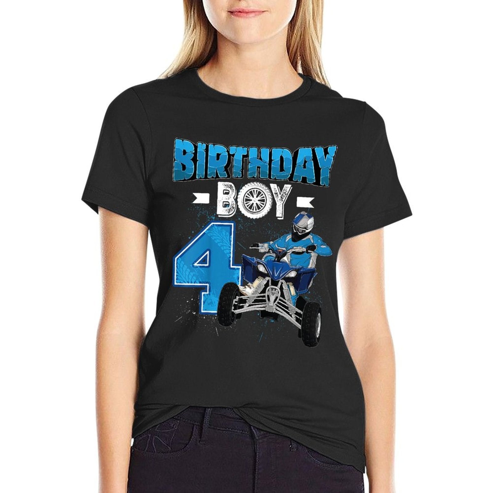 Kids 4 Year Old Quad ATV Four Wheeler 4th Birthday Boy  Summer-ready Fabric T-Shirt