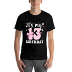 13th Coquette Themed Birthday Thirteen Year Old Girl Bow Comfortable T-Shirt