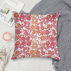 Orange And Red Paisley Pattern, Orange Paisley Floral Seamless Pattern, Orange Paisley Soft Fade-Resistant Throw Pillow