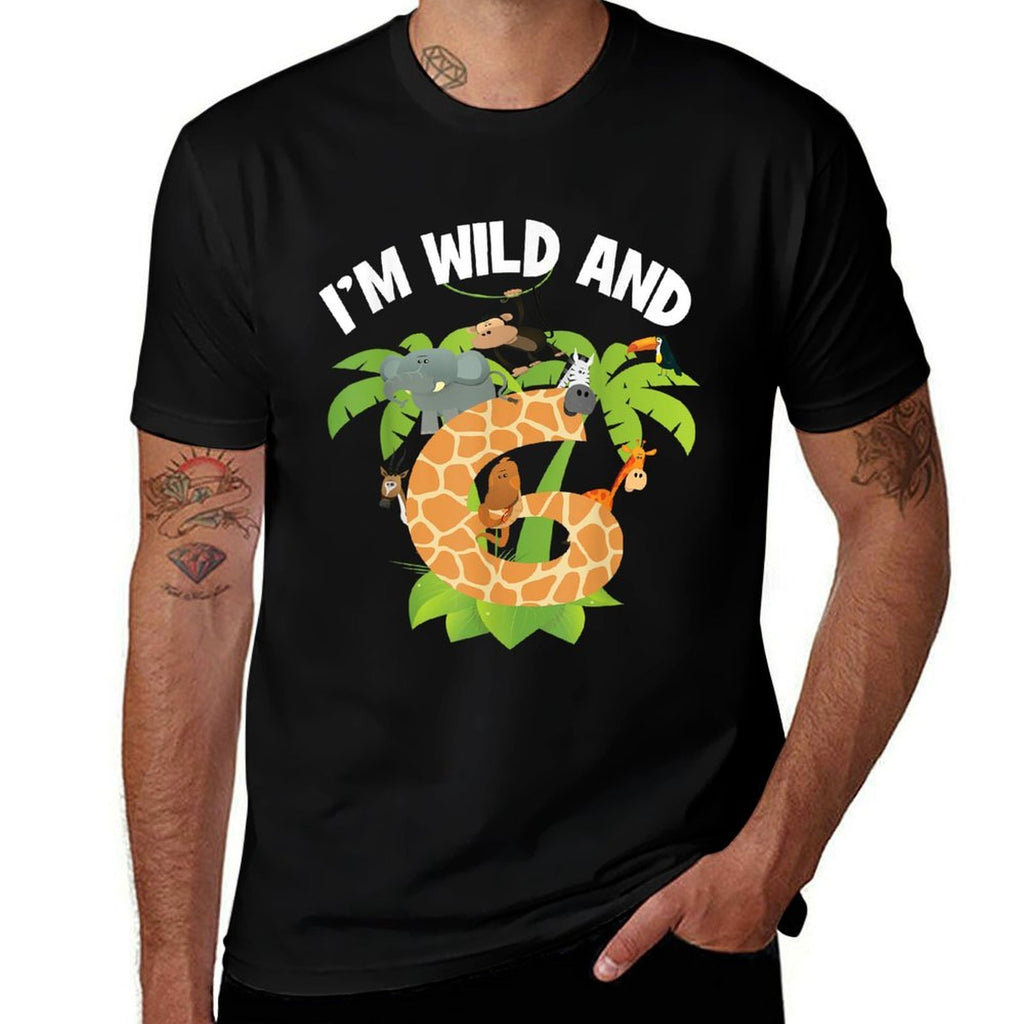 I'm Wild And 6 Years Old Zoo Theme 6th Birthday Animal Party  Stretchy T-Shirt