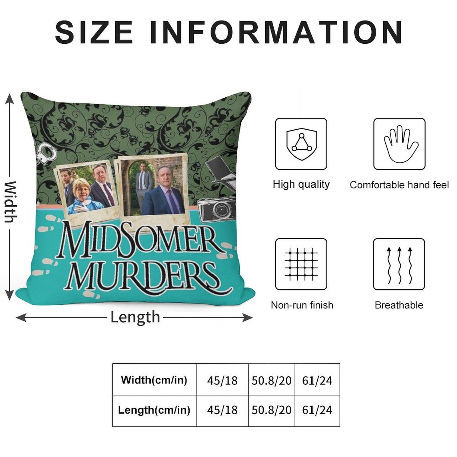 Midsomer Murders with Inspector Barnaby, Crime Series Soft Home Decor Throw Pillow