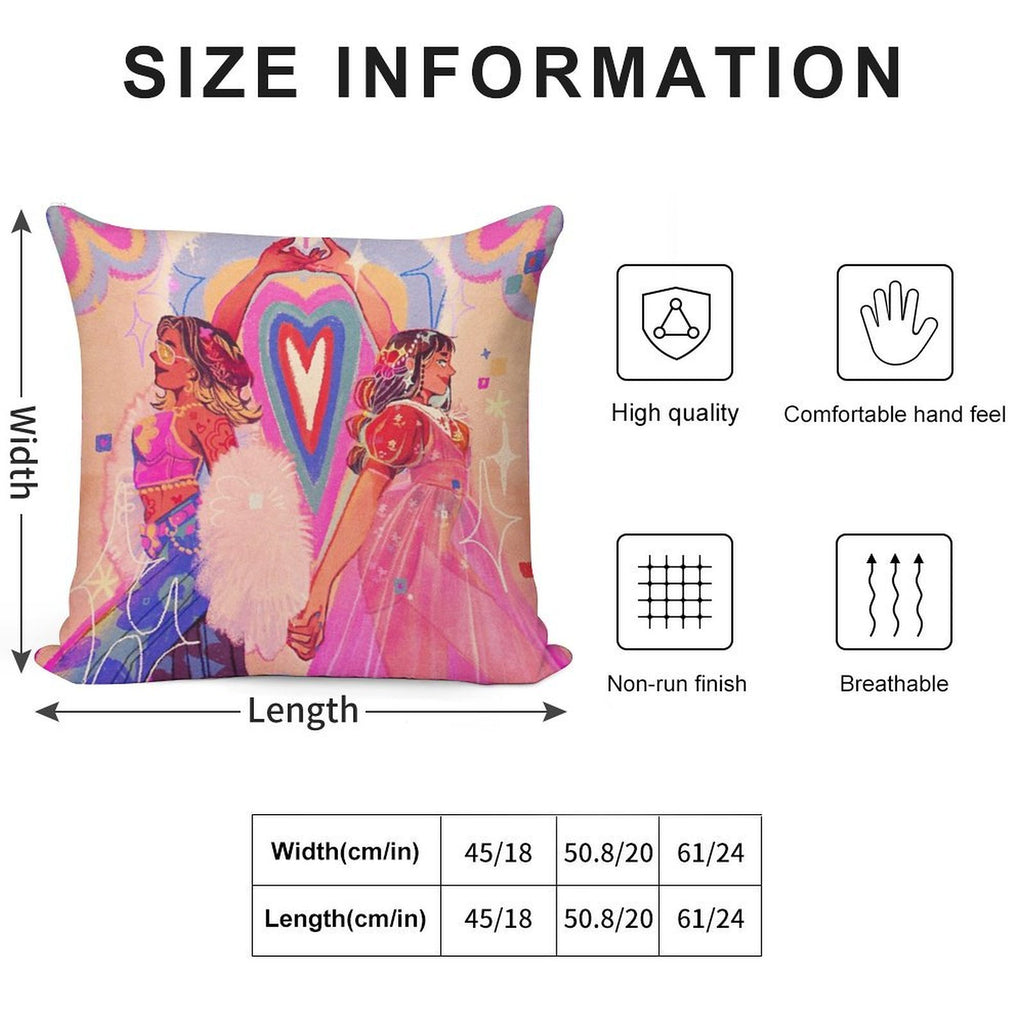 Valentine Rainbow Soft Short Plush Fabric Throw Pillow