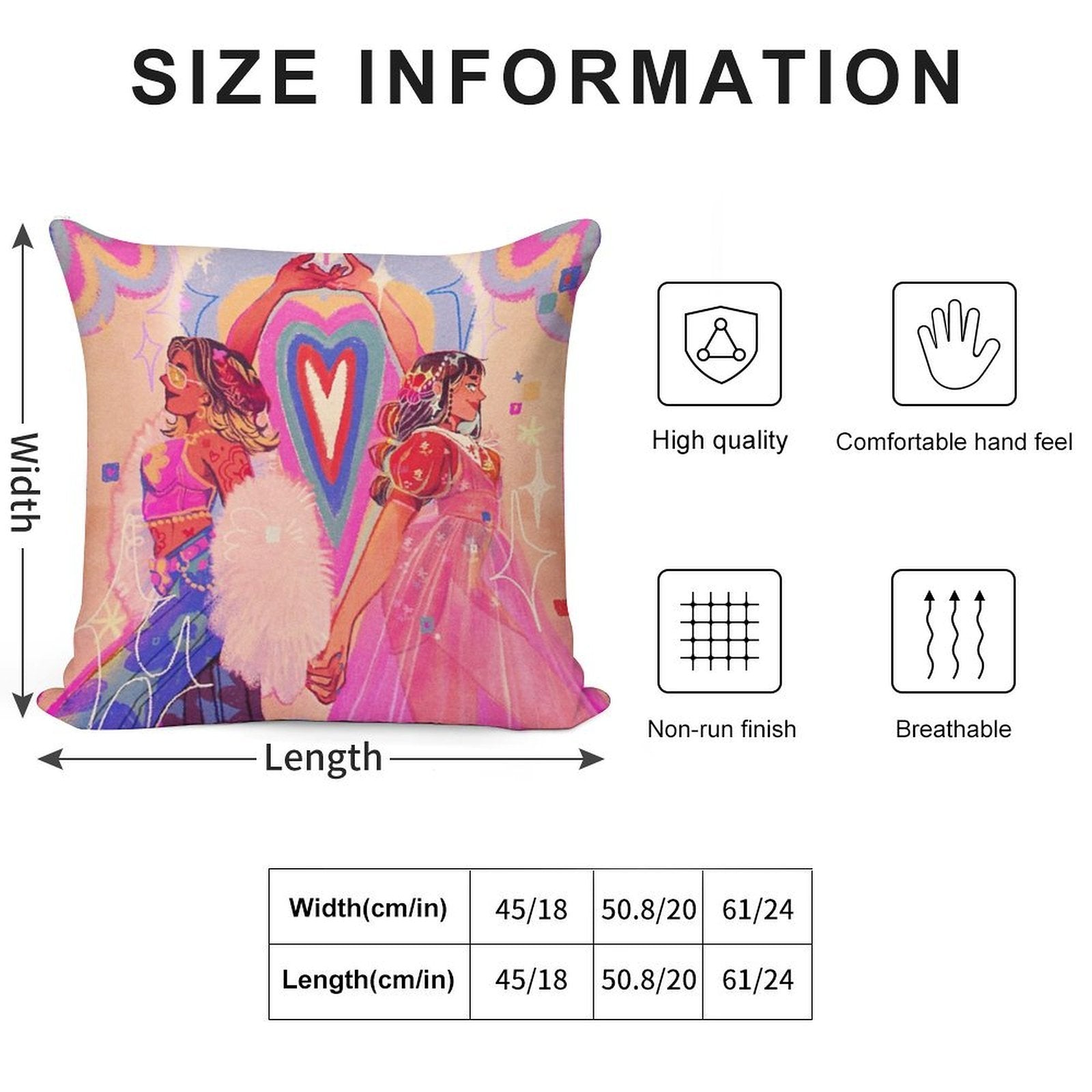 Valentine Rainbow Soft Short Plush Fabric Throw Pillow