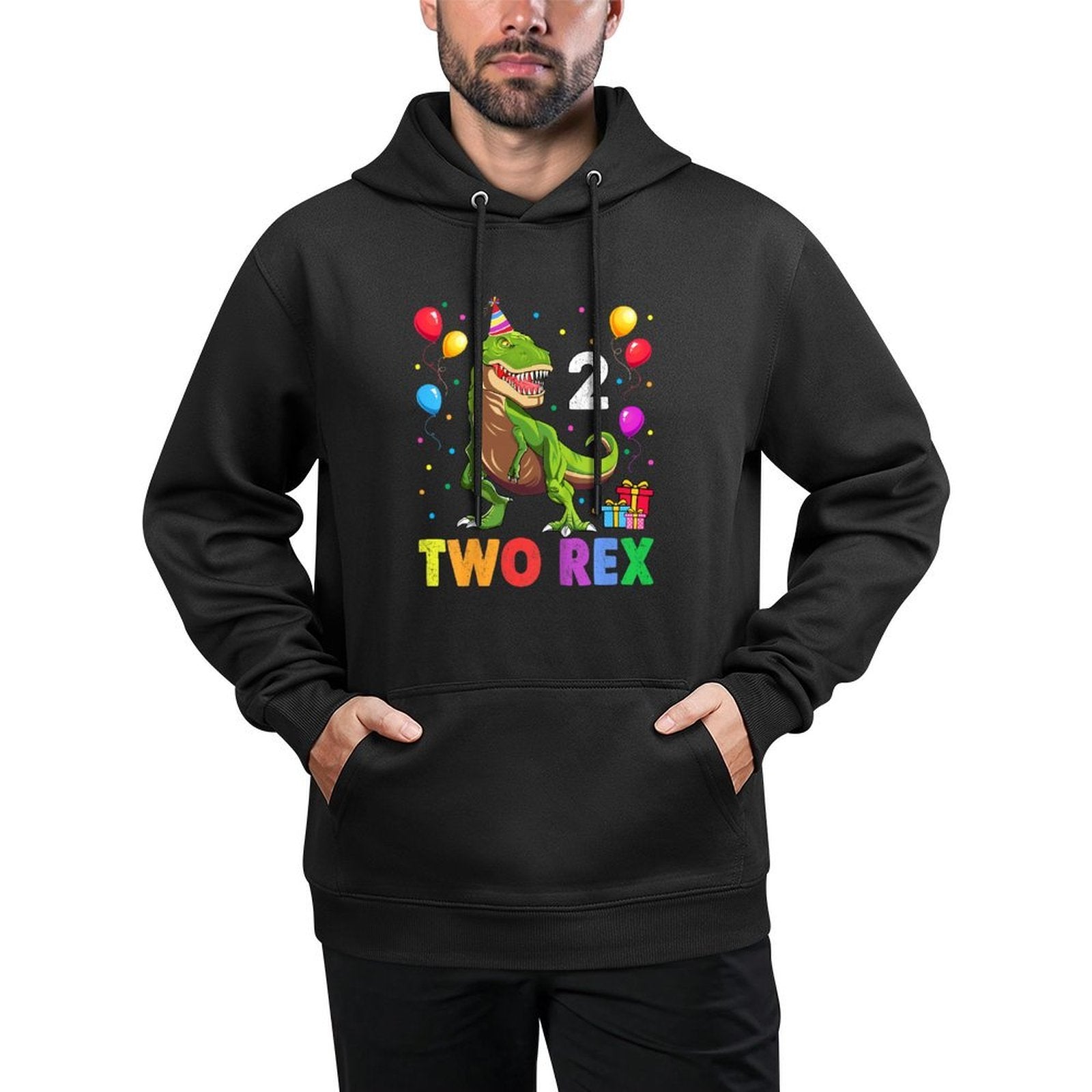 Two Rex 2nd Birthday Gift Second Dinosaur 2 Year Old Easy Care Hoodie