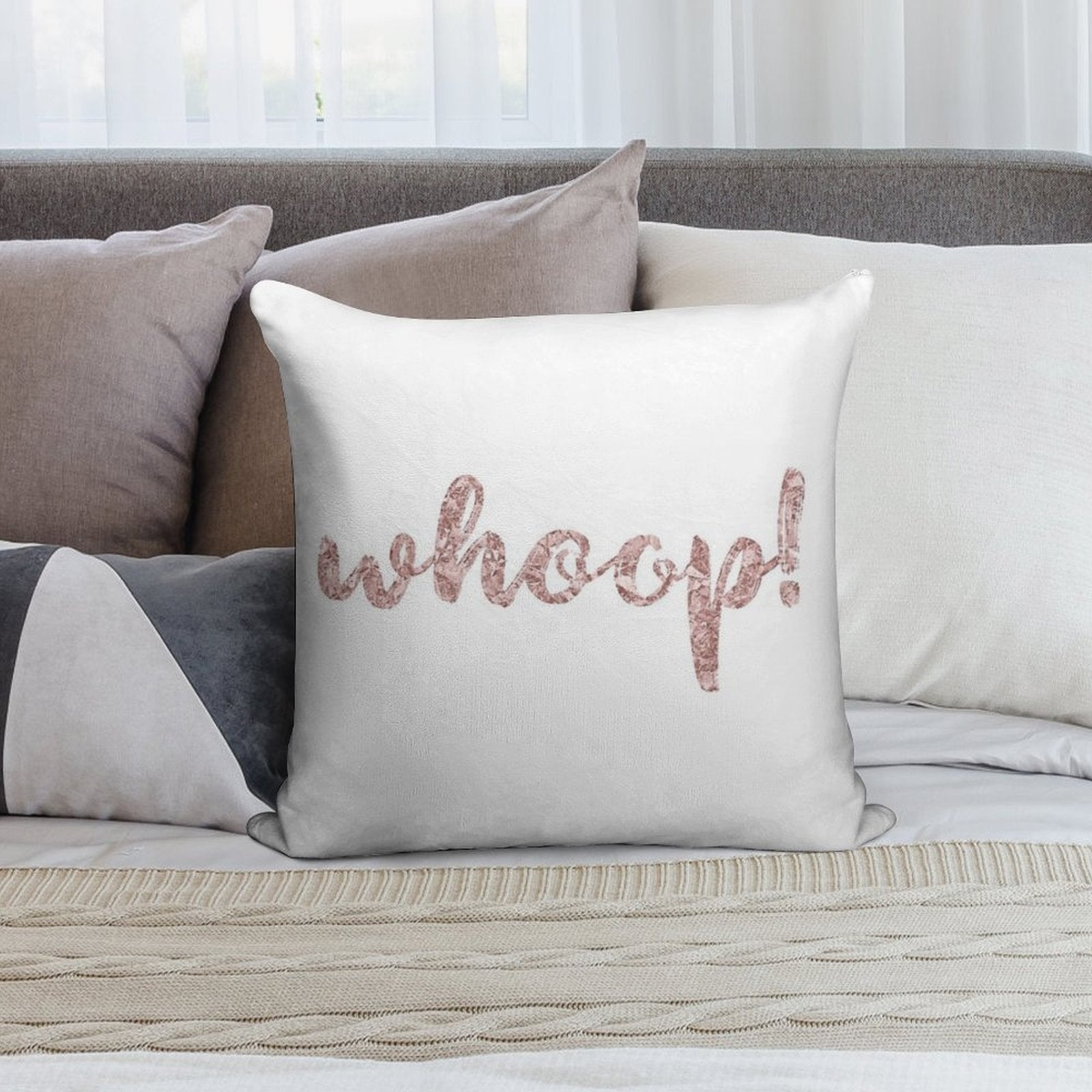 Whoop! Rose Gold Soft Luxury Feel Throw Pillow