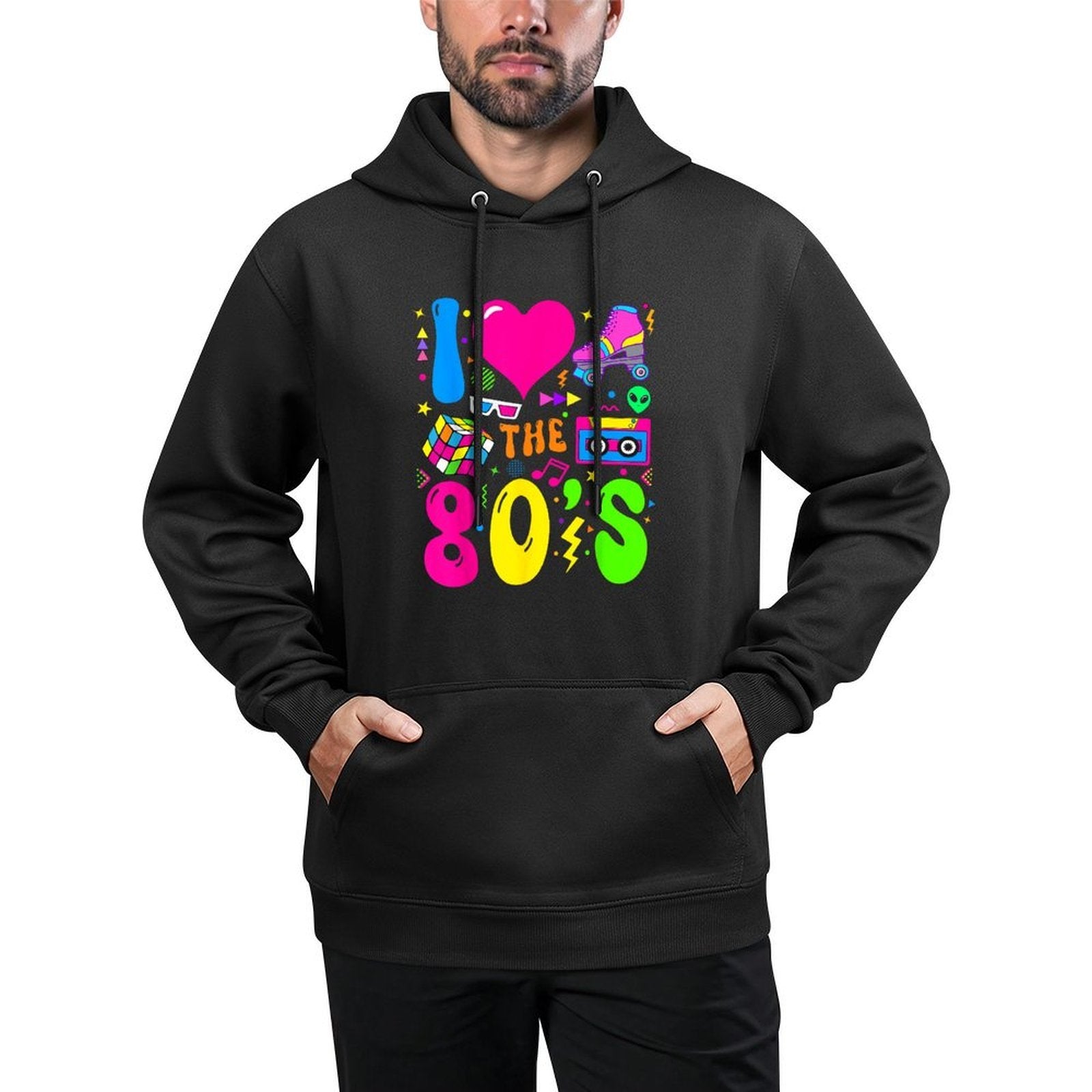 I Love The 80s Party 1980s Themed Costume 80s Theme Outfit Medium-Weight Fabric Hoodie