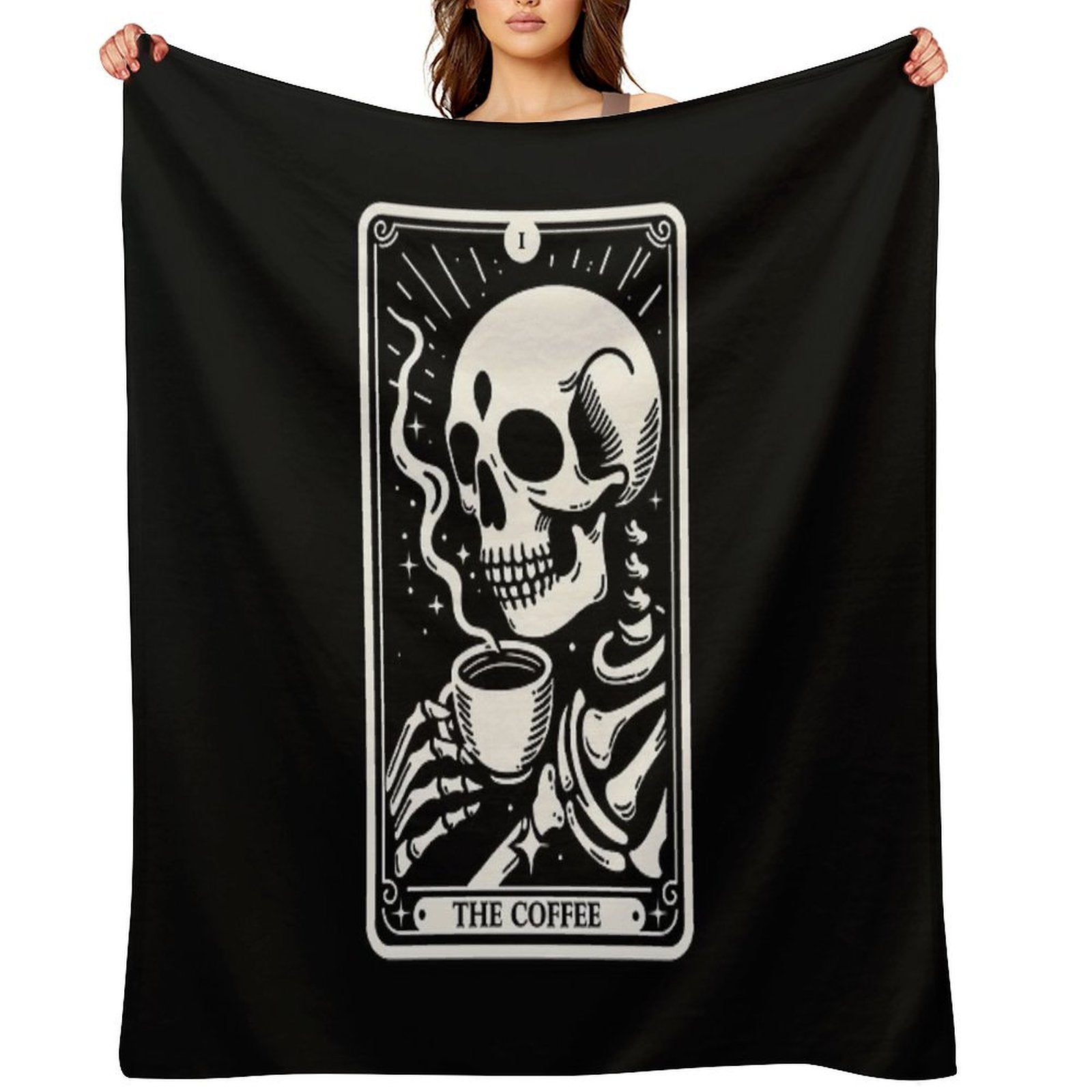 The Coffee Tarot Skul Sustainable Throw Blanket