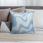 Retro Liquid Swirl Abstract Pattern 3 in Powder Blue Soft Gift Ready Throw Pillow