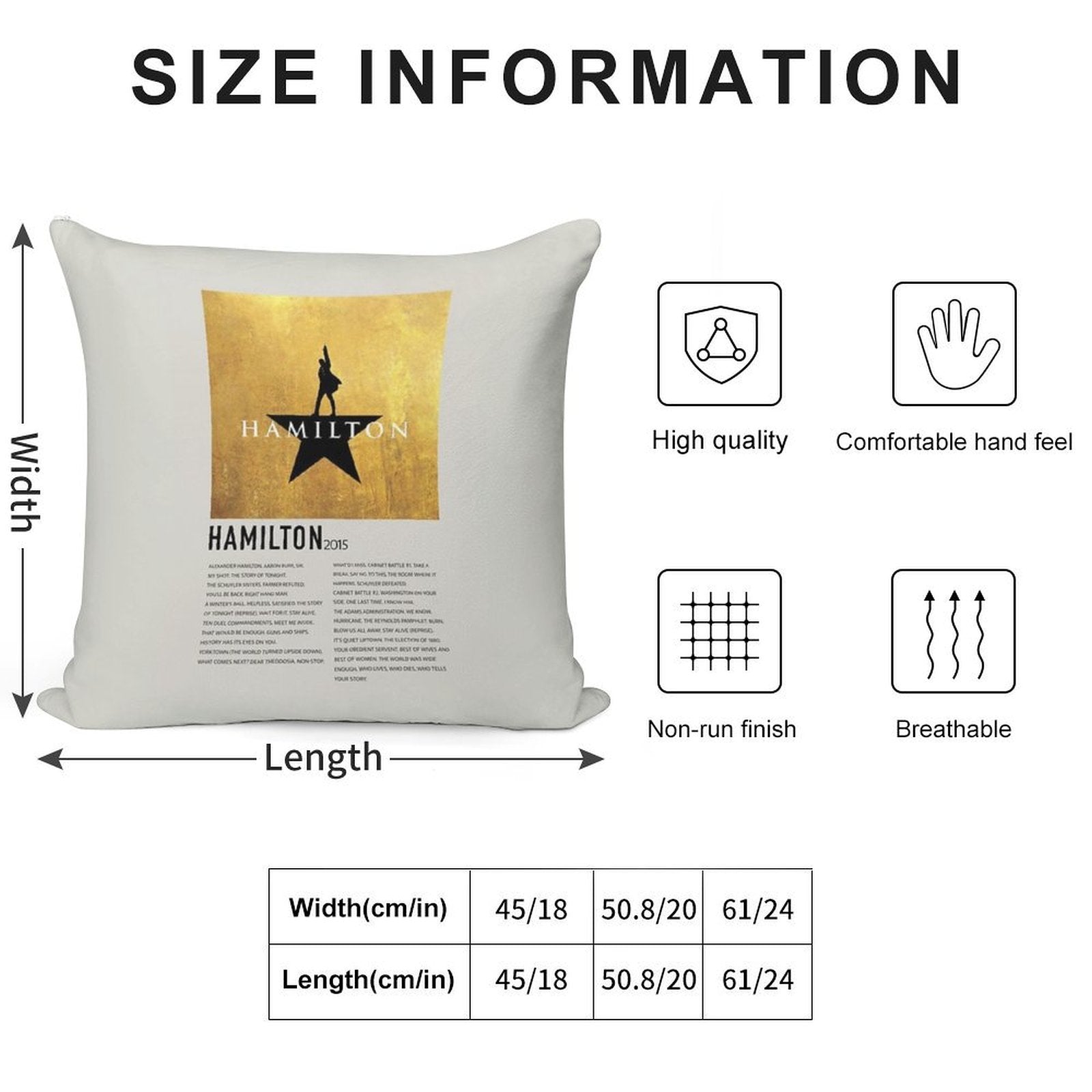 Hamilton Musical Soundtrack Soft Multiple Sizes Throw Pillow
