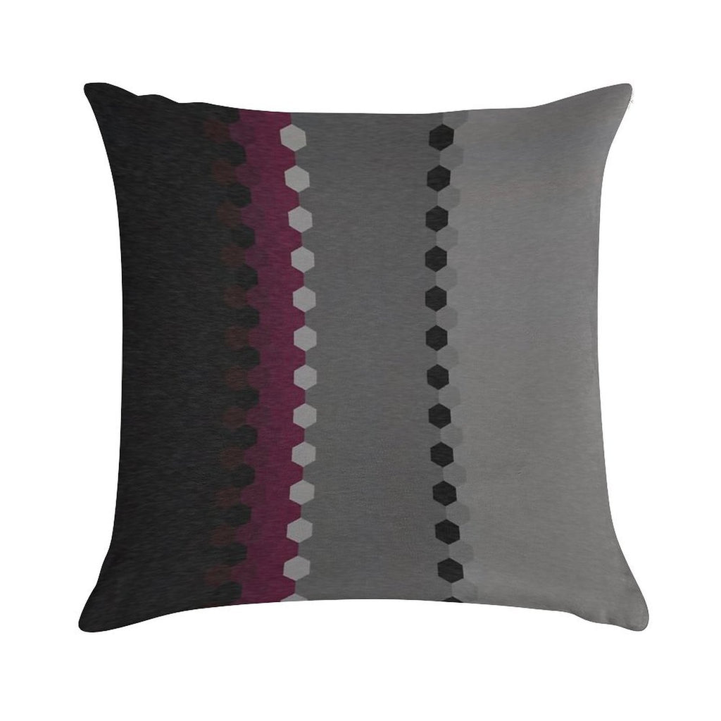 Modern Burgundy Black Grey Dot Stripes Soft High-Density Material Throw Pillow