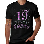 19 It's My Birthday Pink Crown Happy 19th Birthday Girl  Vintage-inspired T-Shirt