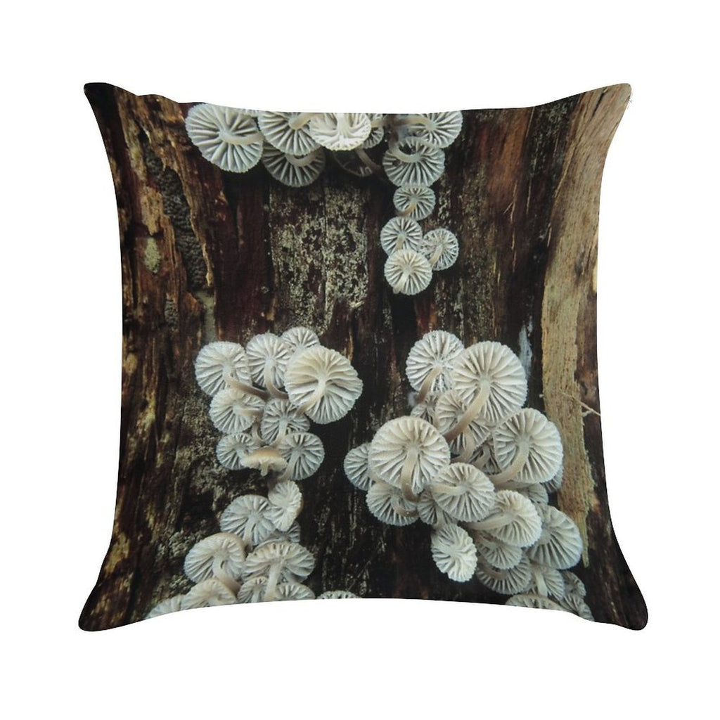 Mycena Fungi II Soft Shrink-Resistant Throw Pillow