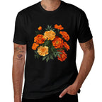 Birth Month Marigold Flower Floral Bouquet Flowers Lovers  Slim-fit Cut T-Shirt