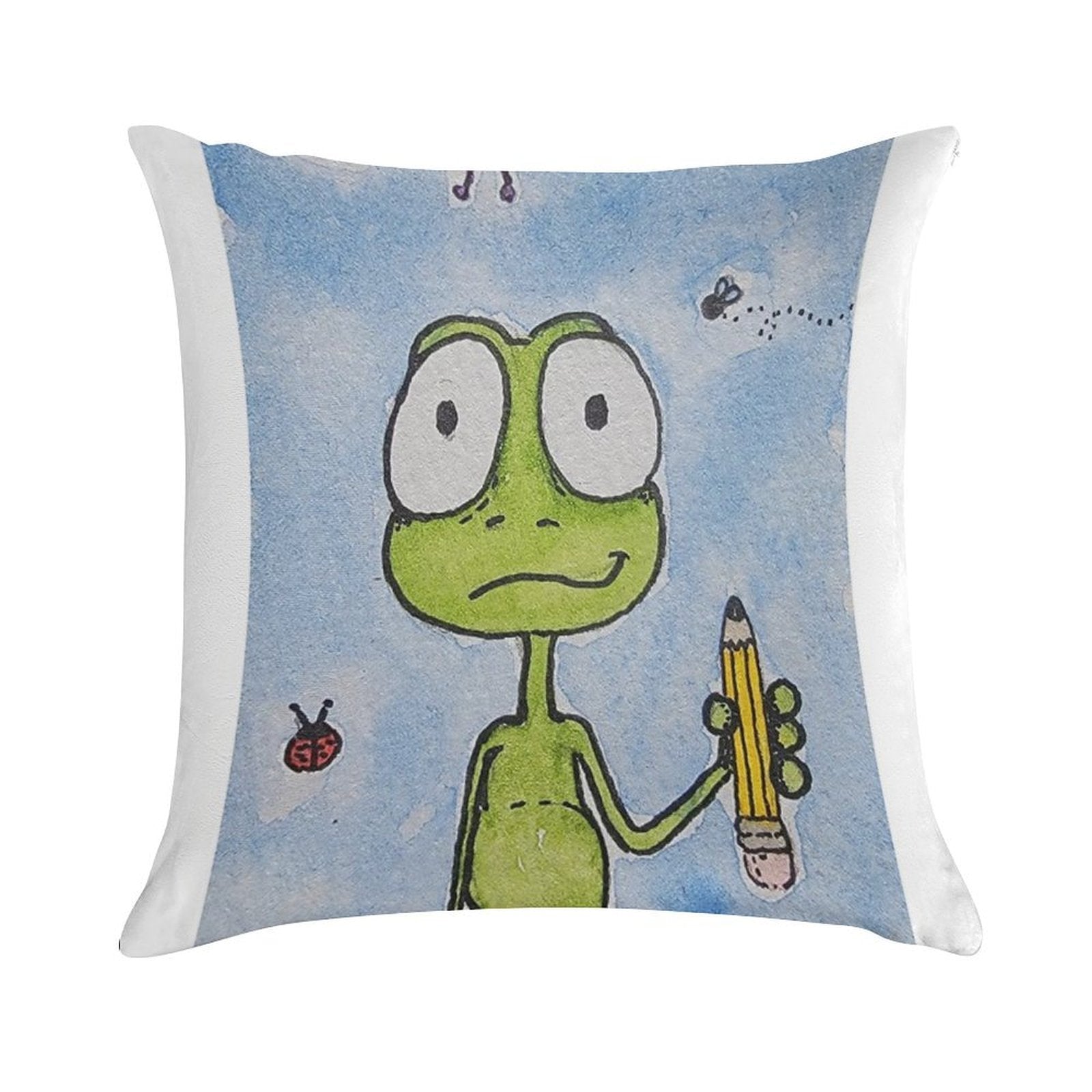 Puddles The Frog Ready for School Soft Reinforced Edging Throw Pillow