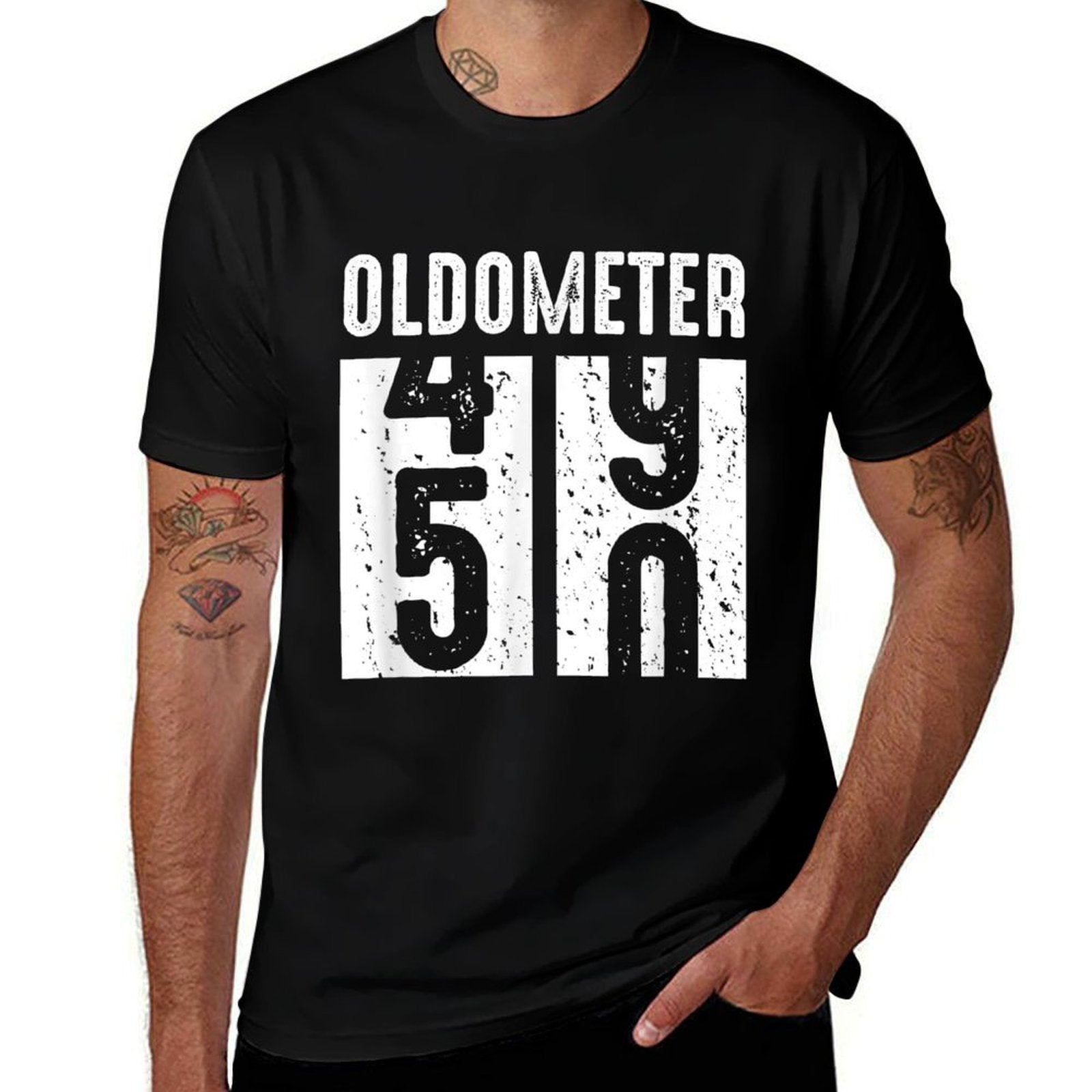 Oldometer Distressed Odometer 50th Birthday Party  Relaxed-fit T-Shirt