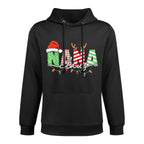 Nana Claus Xmas Christmas Lights Pajama Family Matching Shrink-Resistant Hoodie