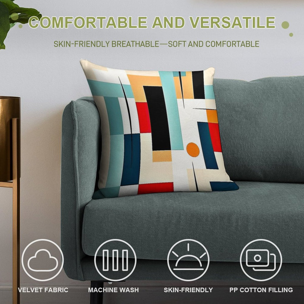Mid-Century Modern Geometric Retro Abstract 1950's Classic Designs Soft Luxury Feel Throw Pillow