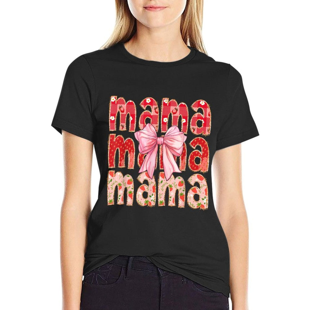 Mama Strawberry Coquette Bow Mother Day  Wrinkle-resistant T-Shirt