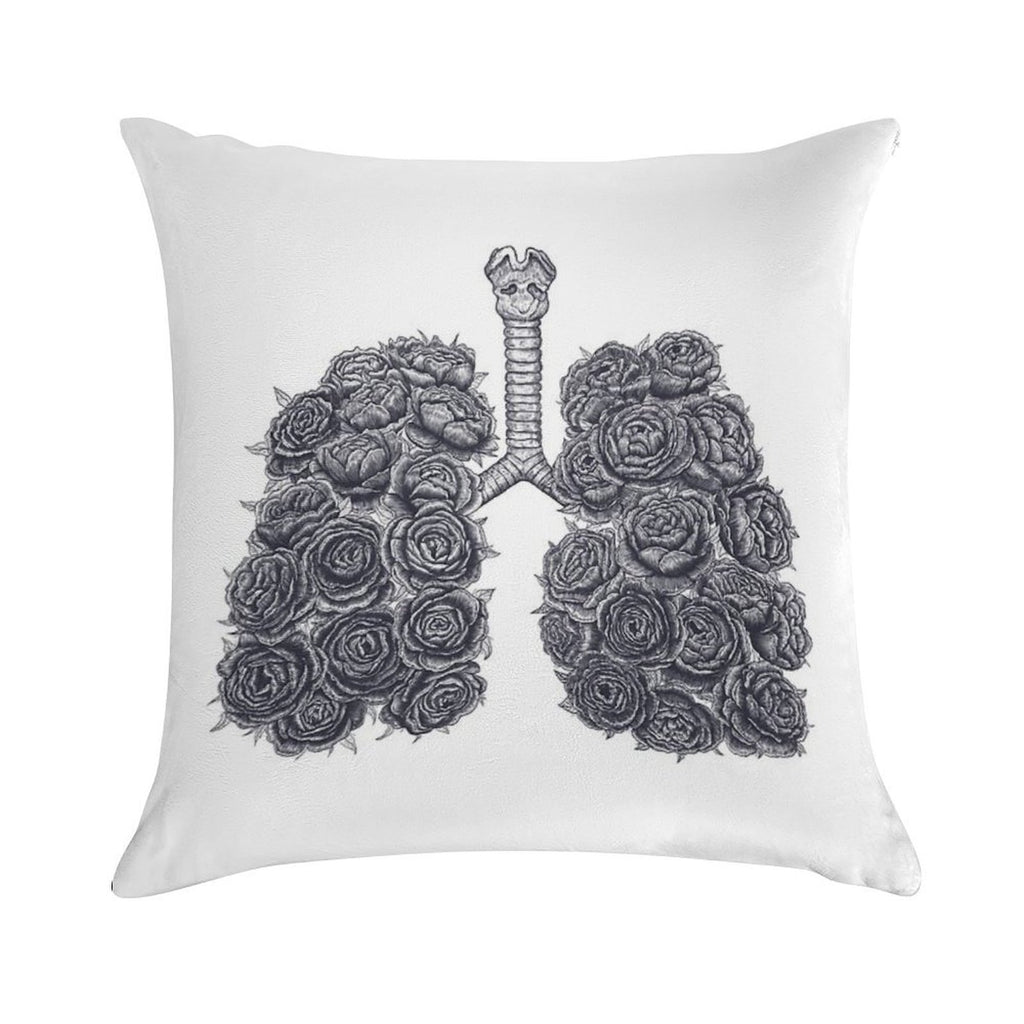Lungs with Peonies Soft Skin-Friendly Throw Pillow