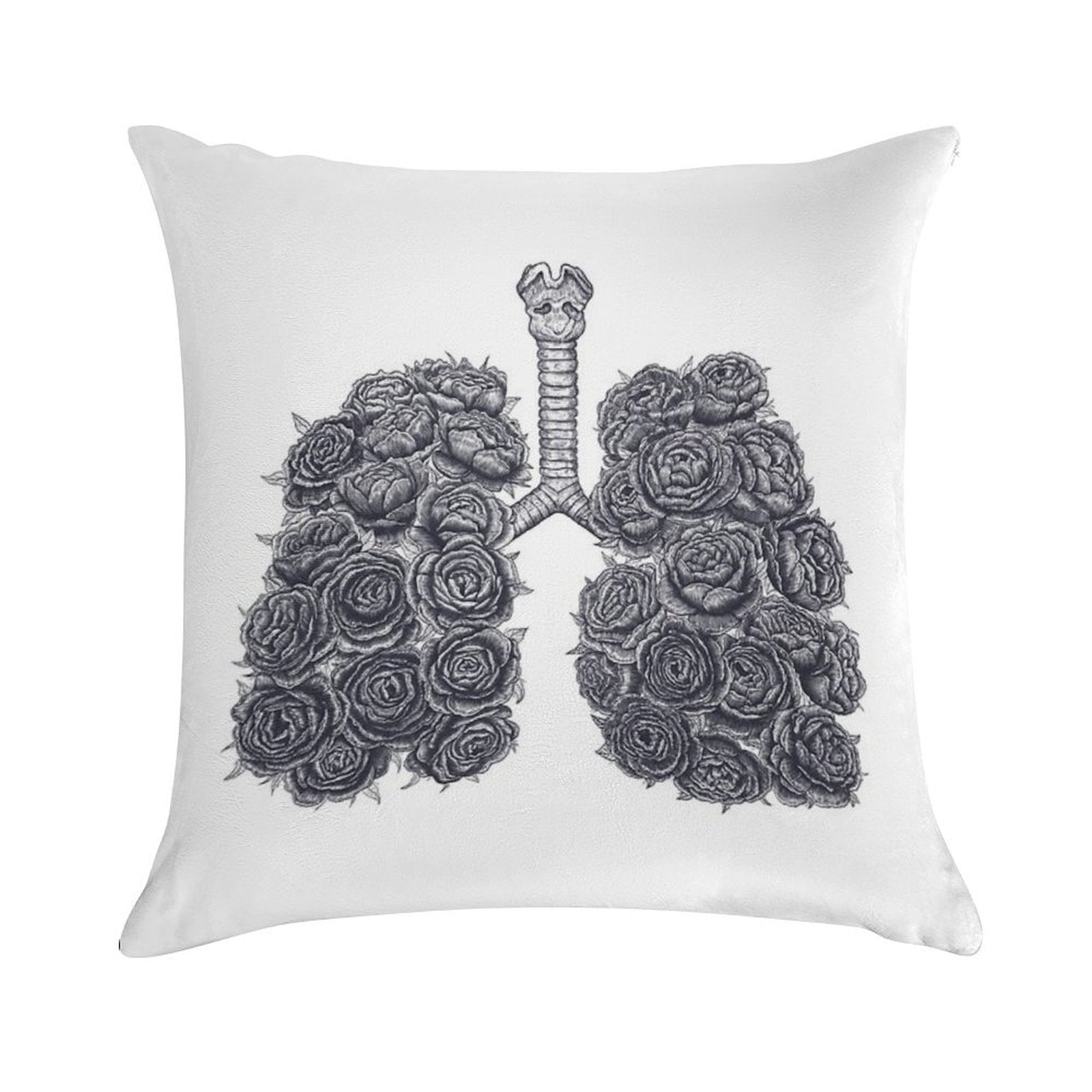 Lungs with Peonies Soft Skin-Friendly Throw Pillow