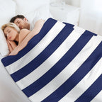 Navy Blue And White Stripes Machine-washable Throw Blanket
