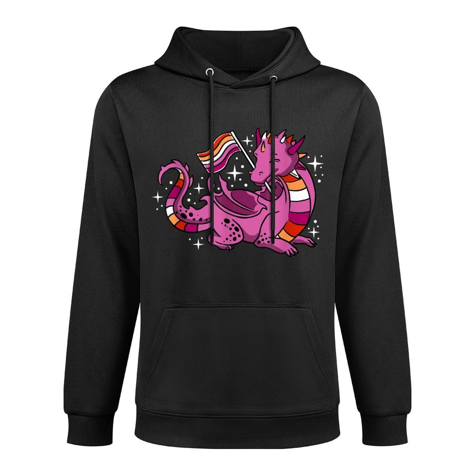 Lesbian Dragon Orange Pink Lesbian Pride Cotton-Polyester Blend Hoodie
