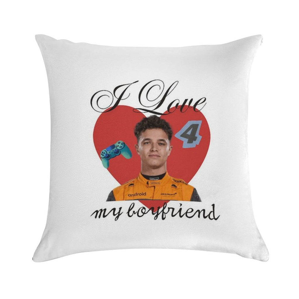 I Love My Boyfriend Lando Norris Soft Skin-Friendly Throw Pillow