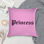 Old-English Princess (pink Background, Dark Pink Shadow, Black Lettering) Soft Washable Throw Pillow
