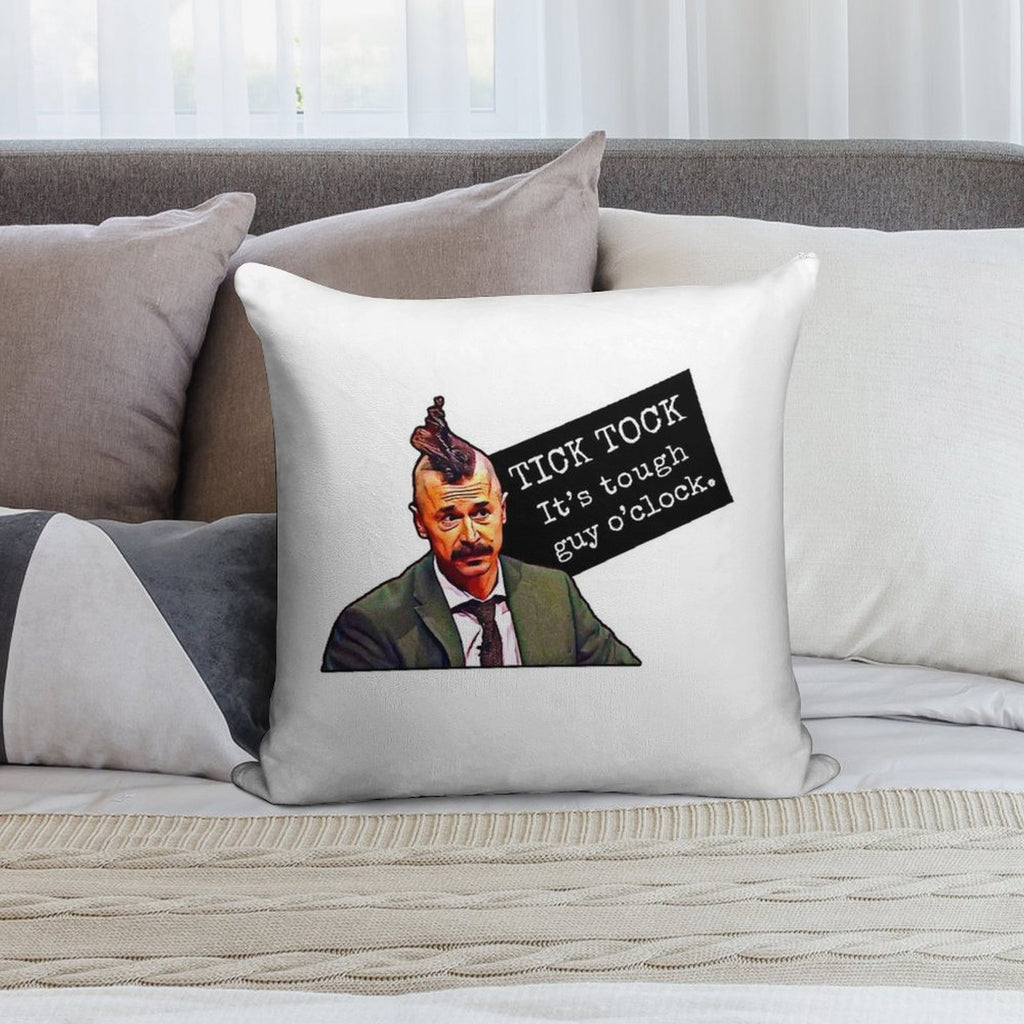 Tick Tock, It's Tough Guy O'clock - Mike Wozniak Soft Short Plush Fabric Throw Pillow