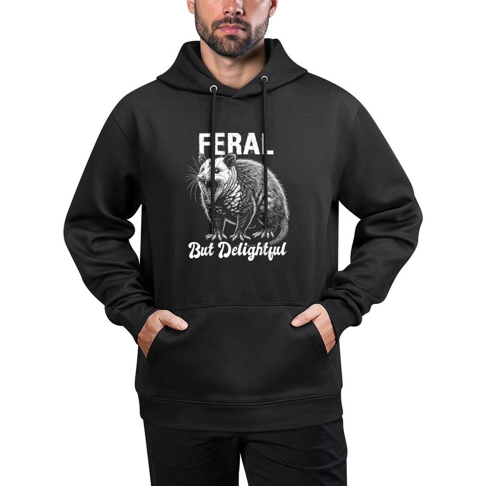 Opossum Funny Feral But Delightful Meme Possum Graphic Adjustable Hood Hoodie