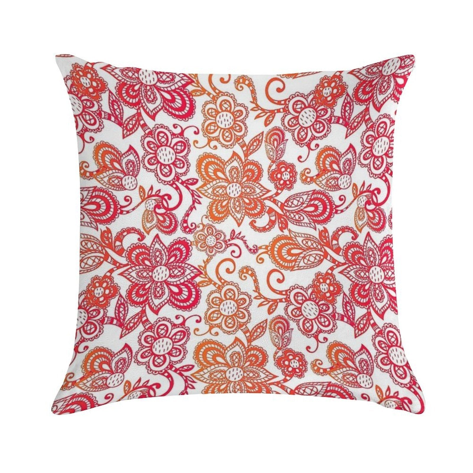 Orange And Red Paisley Pattern, Orange Paisley Floral Seamless Pattern, Orange Paisley Soft Fade-Resistant Throw Pillow